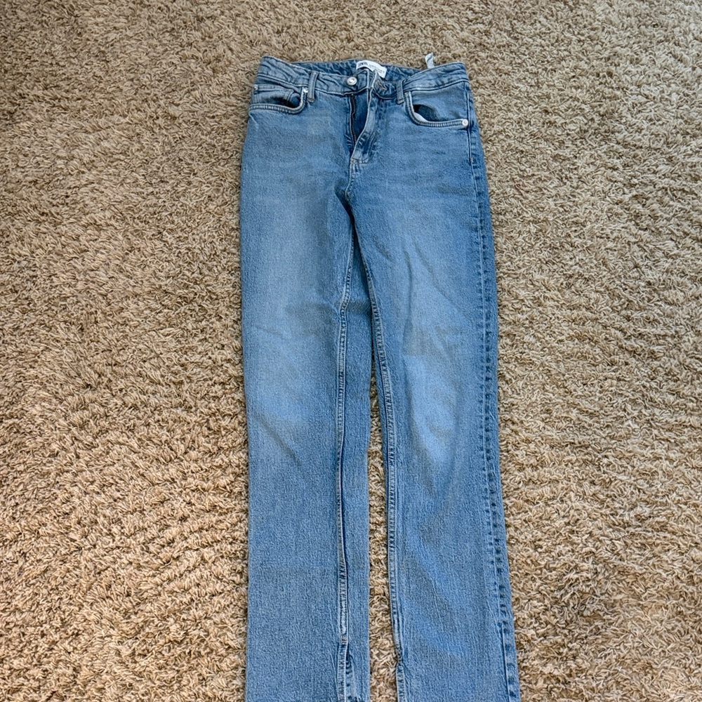 Zara Light Blue Straight Leg Jeans